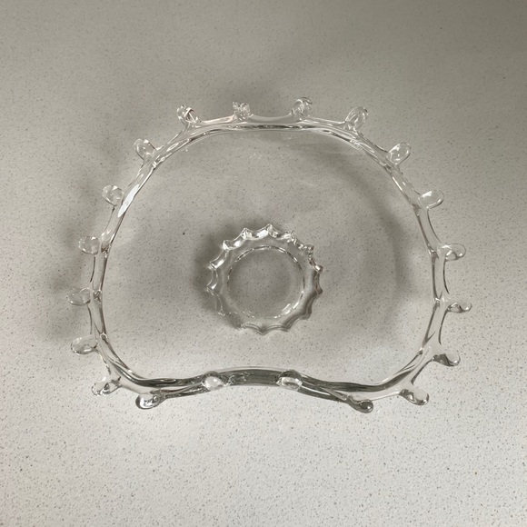 *Chipped* Curlicue Edge Curved Glass Footed Candy Dish [Free If You Bundle $25+] - Picture 1 of 9